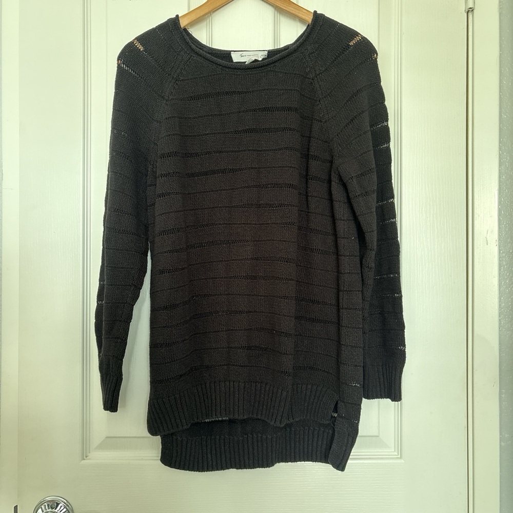 Two by Vince Camuto Black Crew Neck Sweater